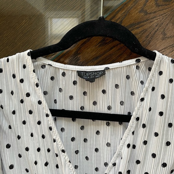 Plisse polka dot dress puff sleeve - Picture 3 of 4